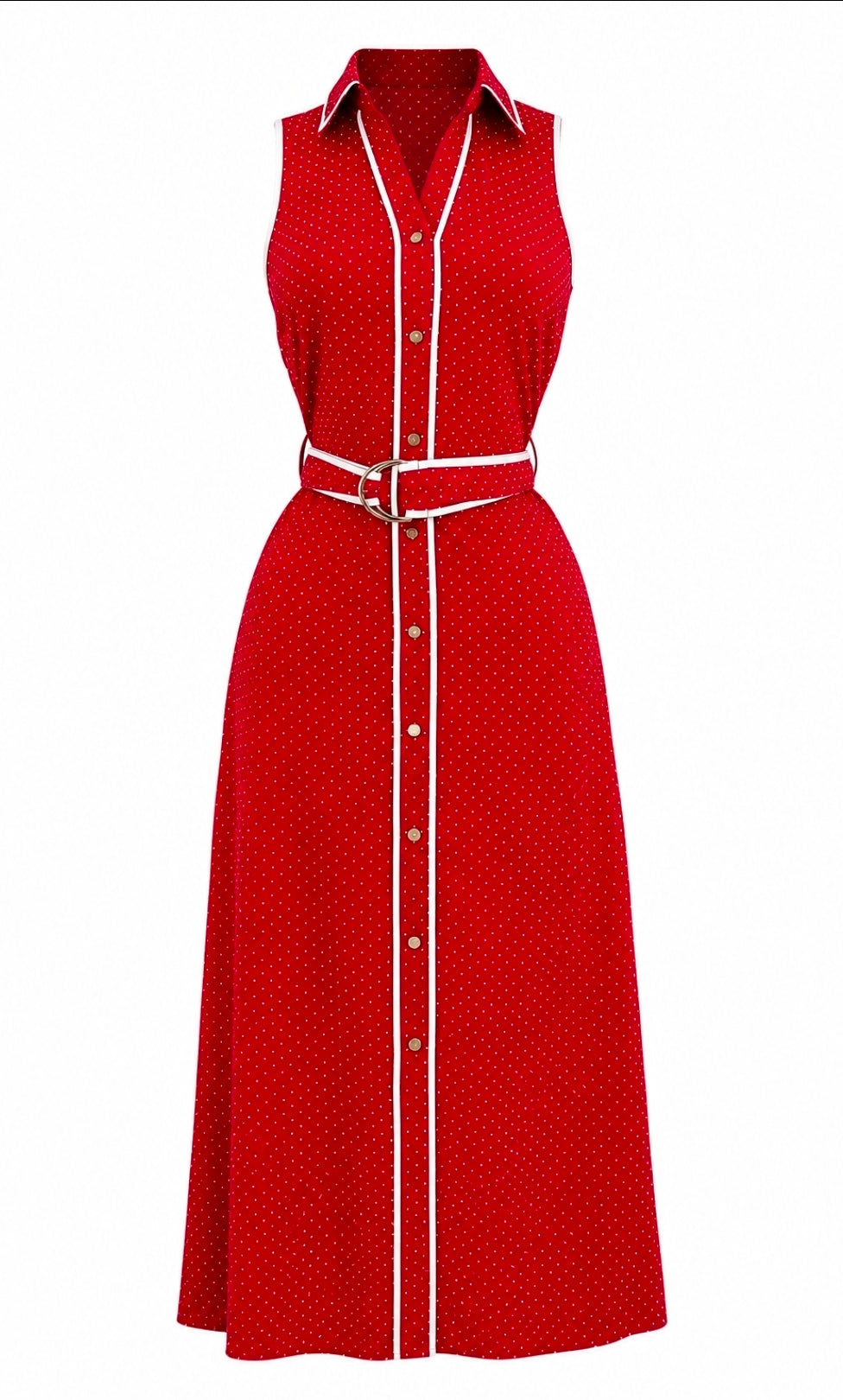 Traje Midi Polka Dot Red & White