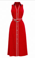 Traje Midi Polka Dot Red & White