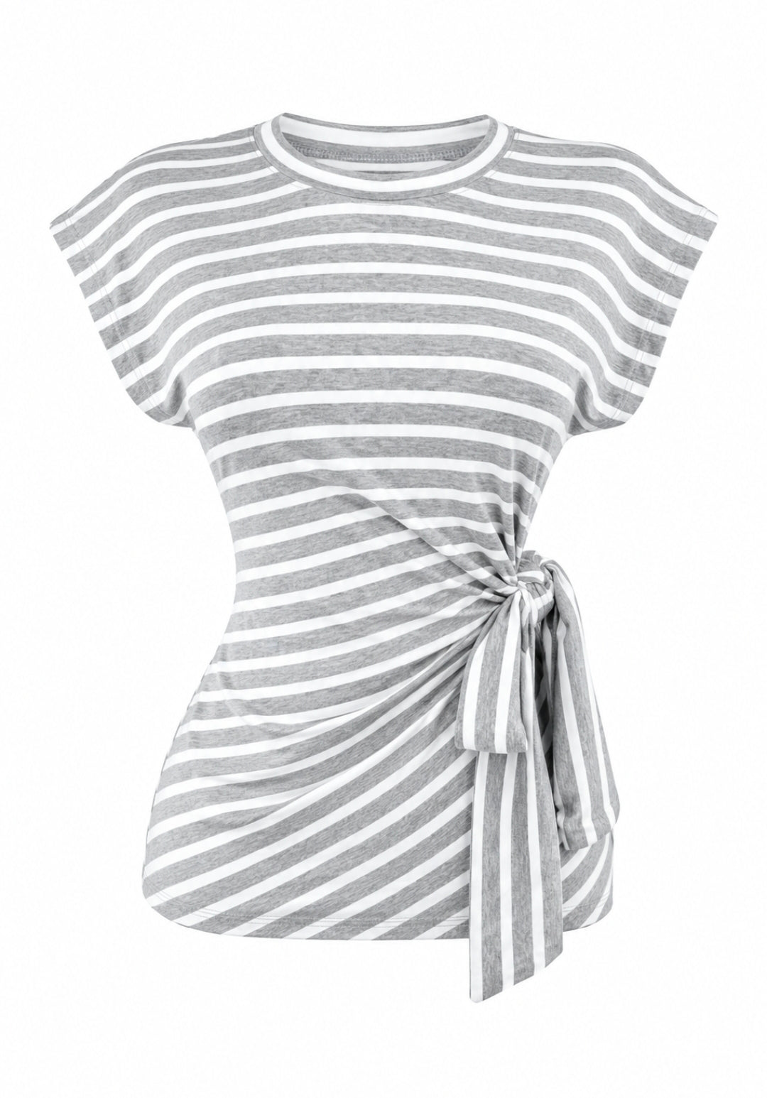 Blusa Rayas con Lazo Lateral Blanca & Gris