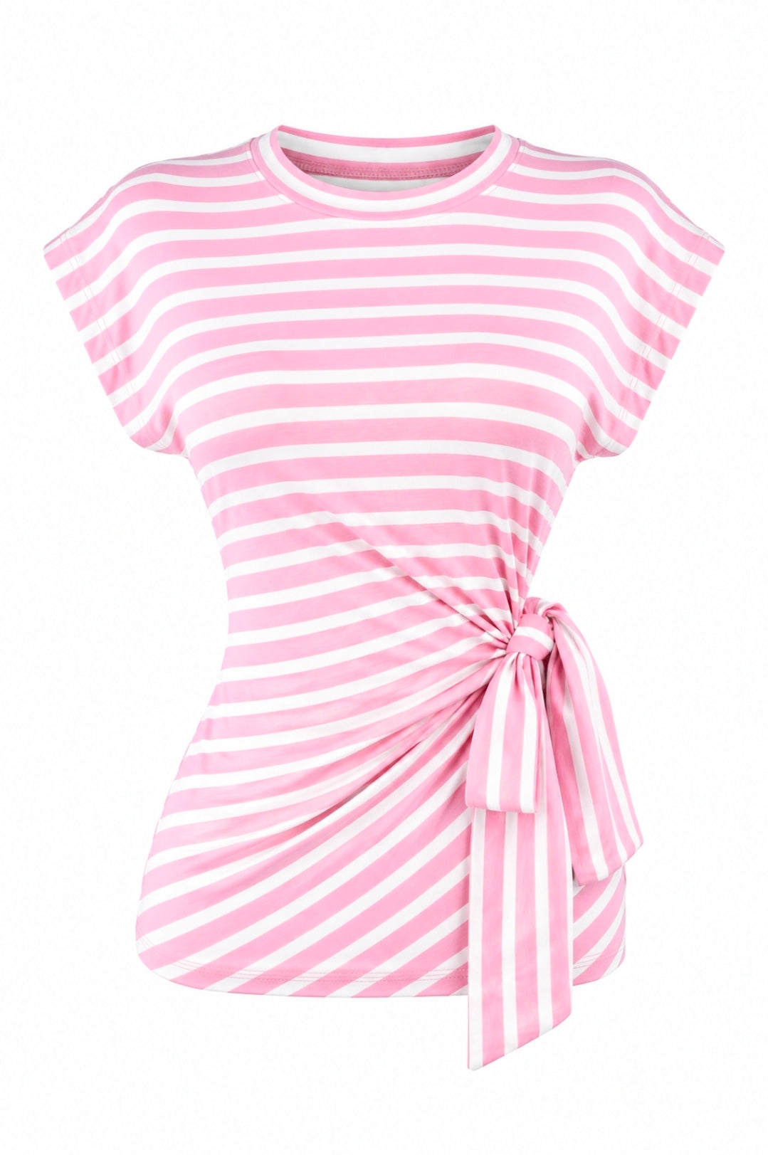 Blusa Rayas con Lazo Lateral Blanca & Rosa
