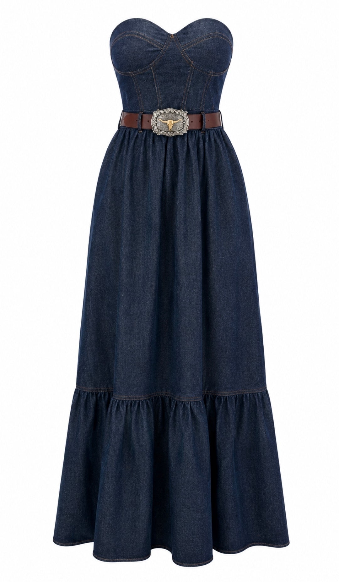 Traje strapless en denim