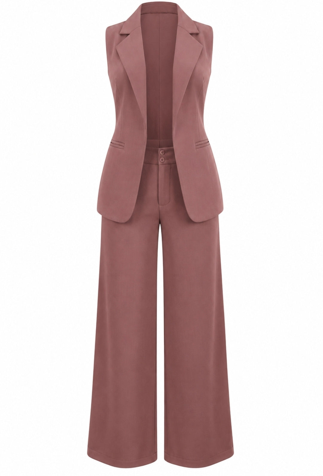 Set Colombiano Long Vest & Pantalón Café