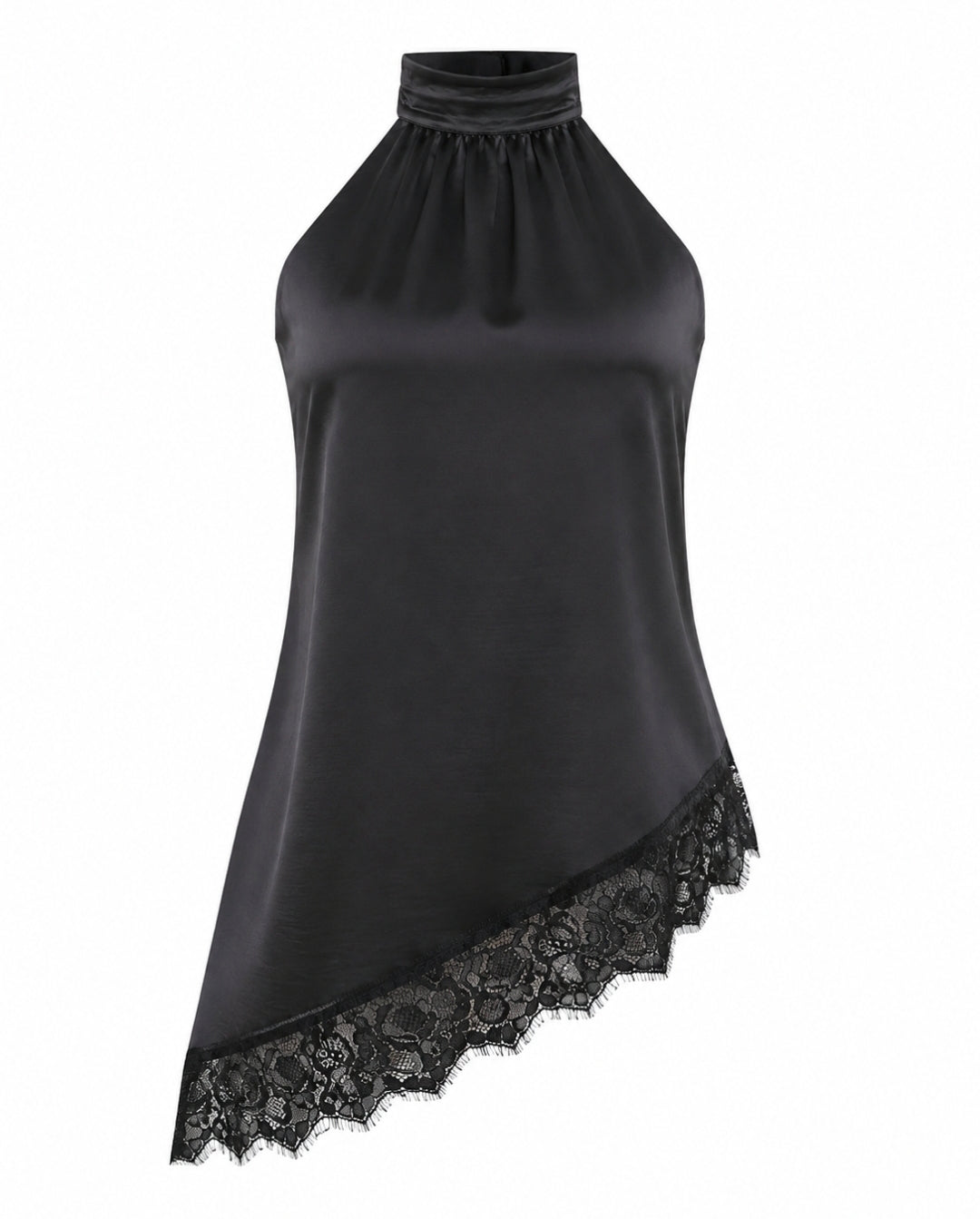 Camisa Asimétrica Negra Lace Línea colombiana