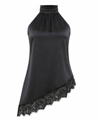 Camisa Asimétrica Negra Lace Línea colombiana