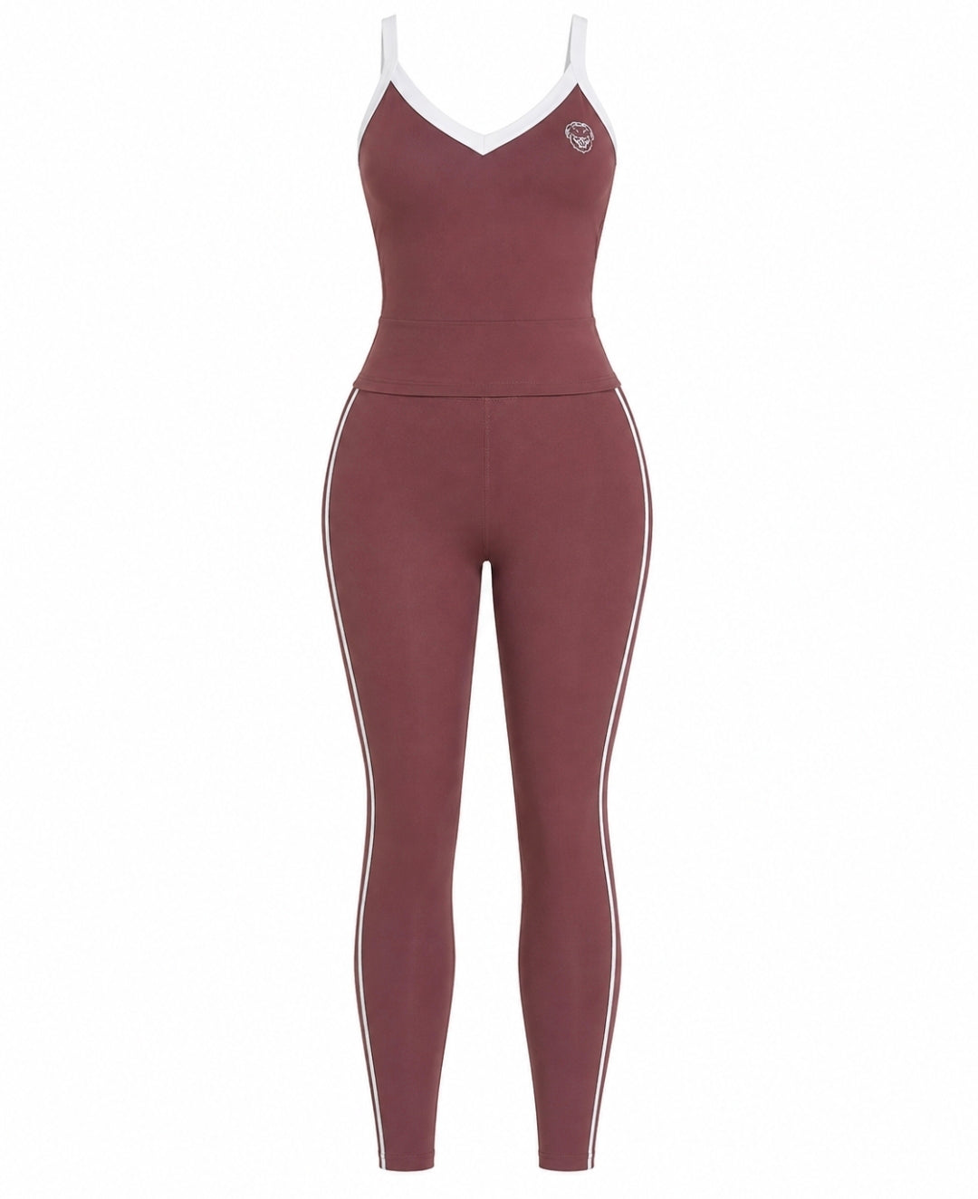 Set Activewear Camisilla & Leggin Chocolate & Blanco