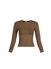 Básica Mocha Manga larga Stretch Top