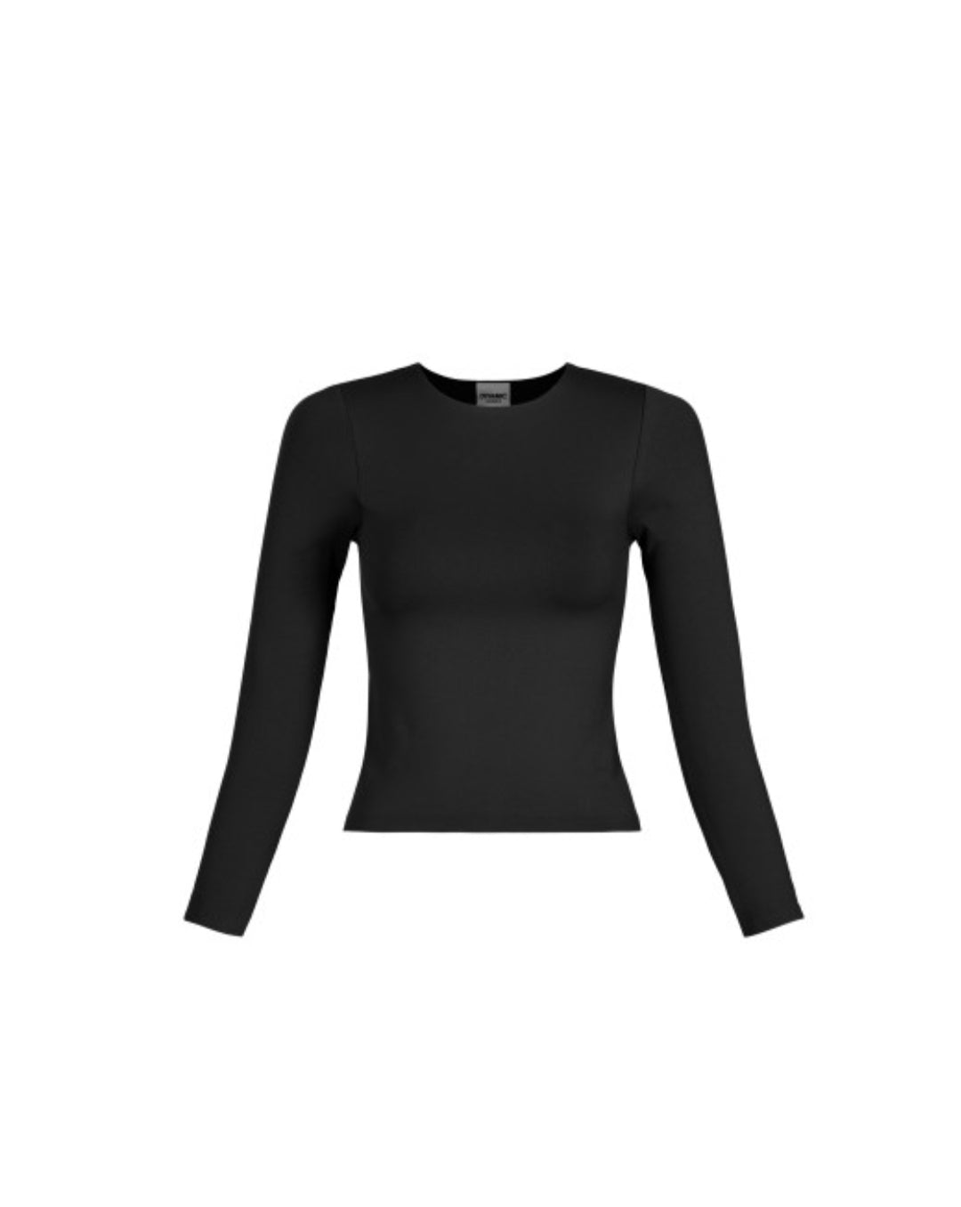 Básica Negra Manga Larga Stretch Top