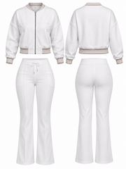 Set Jacket Rib Blanco y Beige Línea Colombiana Strech