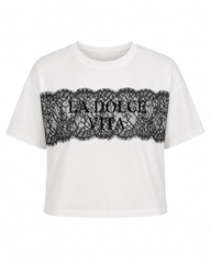 Camisa Blanca La Dolce Vita Encaje Negro