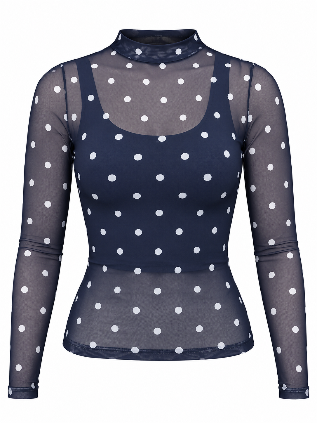 Camisa Mesh Negra Polka Dot Línea Colombiana