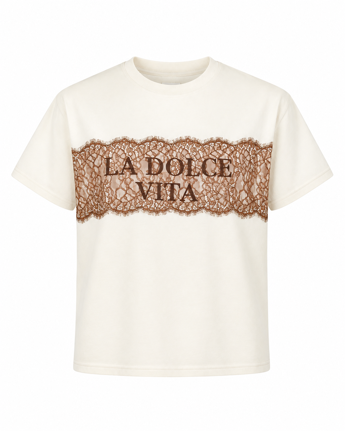Camisa Crema La Dolce Vita Encaje Café