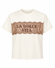 Camisa Crema La Dolce Vita Encaje Café