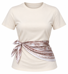 T-Shirt Ivory con Pañuelo Satinado Línea Colombiana
