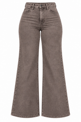 Mahón Cintura Alta Wide Leg Stretch Washed Brown