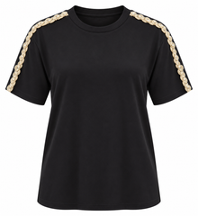 Camisa Negra Colombiana con Detalle de Perlas y Croche