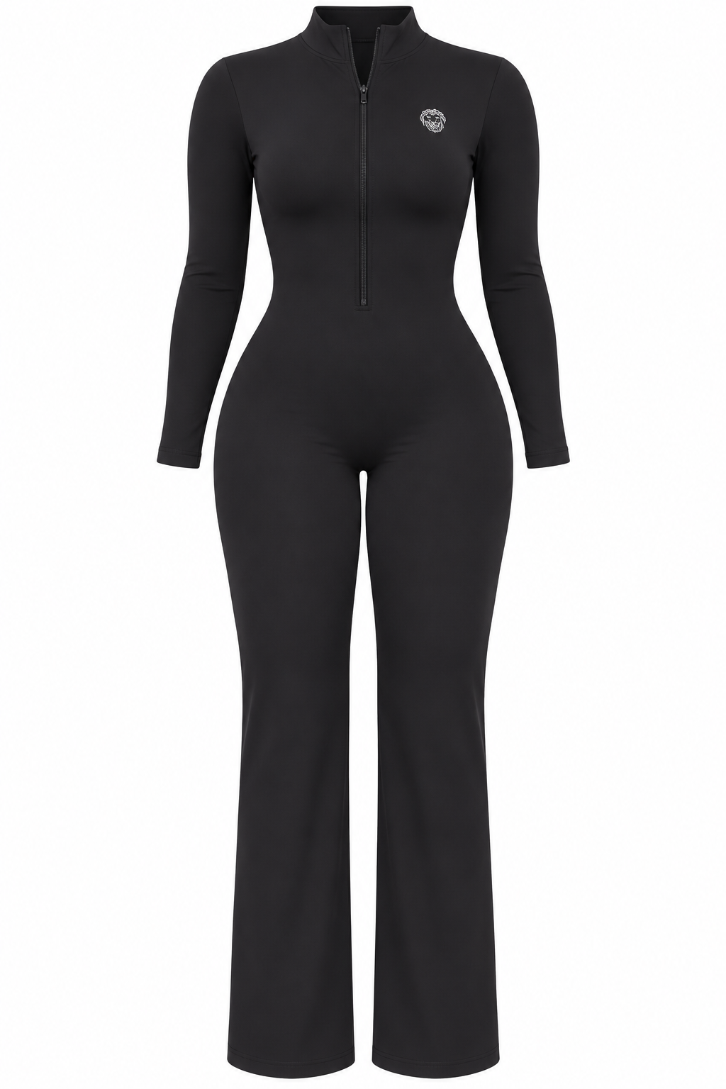 Enterizo Sculpt Flare Manga Larga Negro