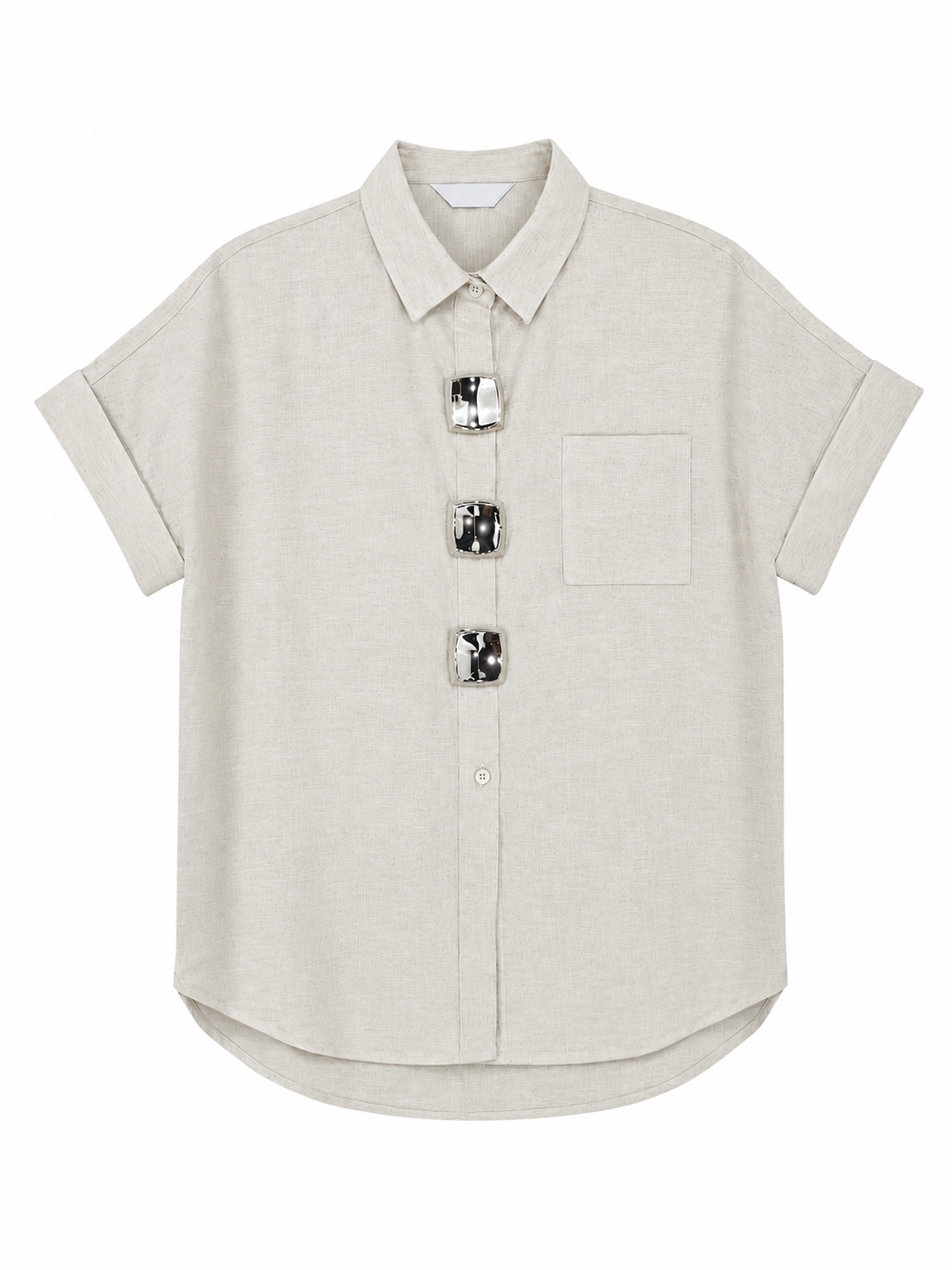 Camisa Ivory con Botones Silver
