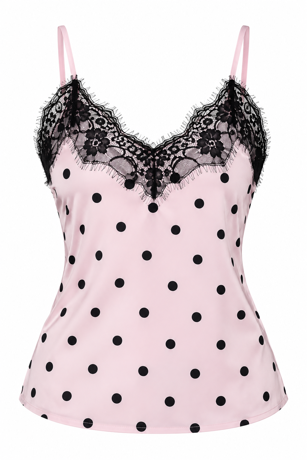 Camisa Rosa Satinada Polka con lace Dot Línea colombiana