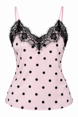 Camisa Rosa Satinada Polka con lace Dot Línea colombiana