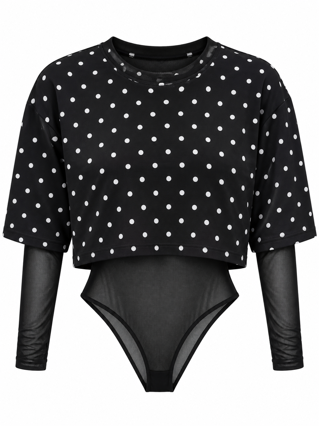 Bodysuit Malla Negro Polka Dot