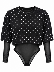 Bodysuit Malla Negro Polka Dot