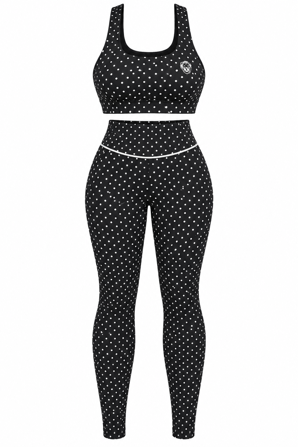 Set Activewear Leggin Polka Dot Negro