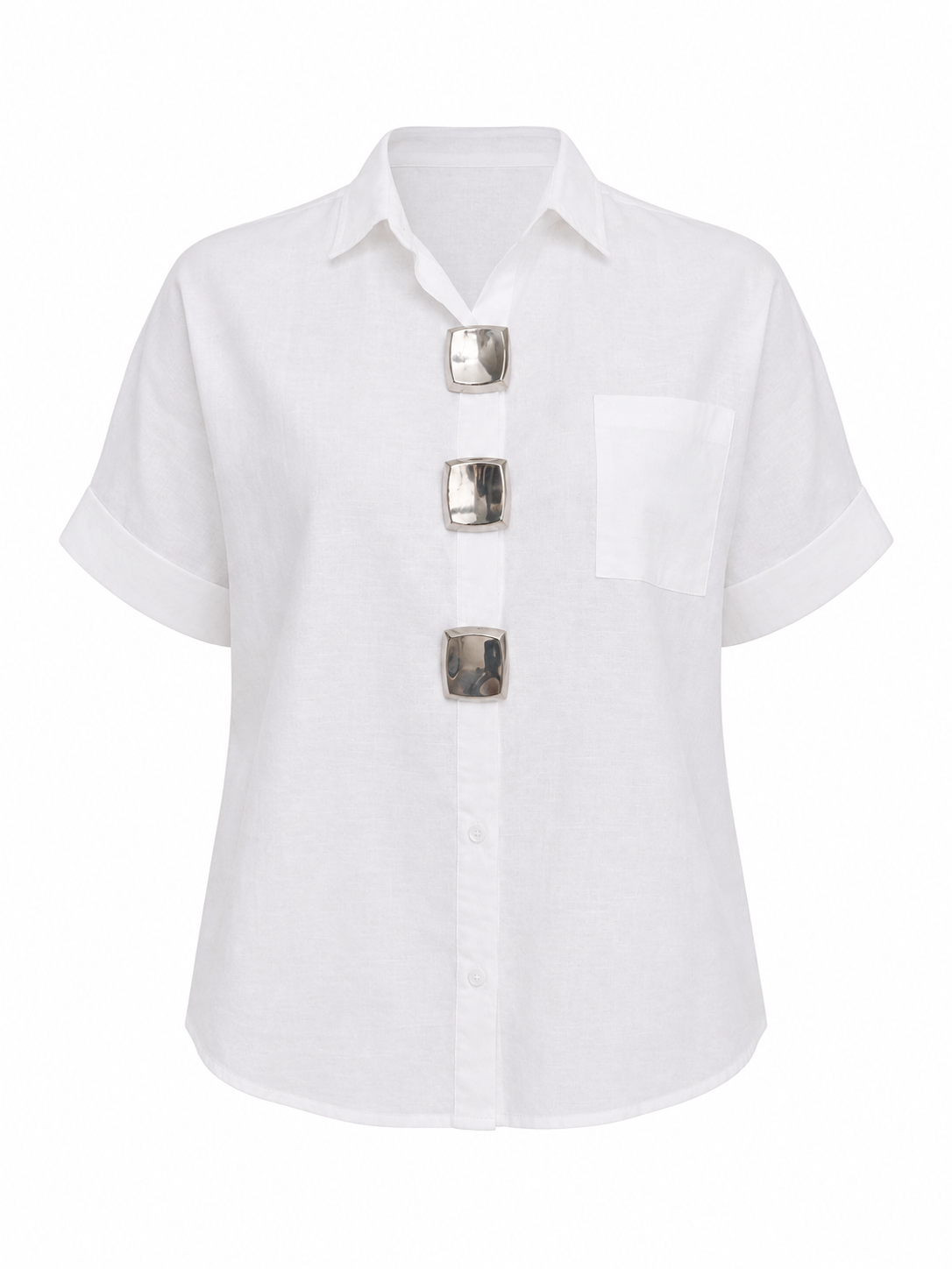 Camisa Básica Blanca Botones Silver
