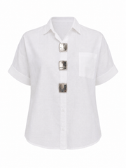 Camisa Básica Blanca Botones Silver